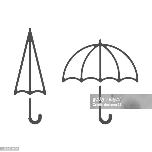 umbrella line icon vector design. - broken umbrella stock illustrations