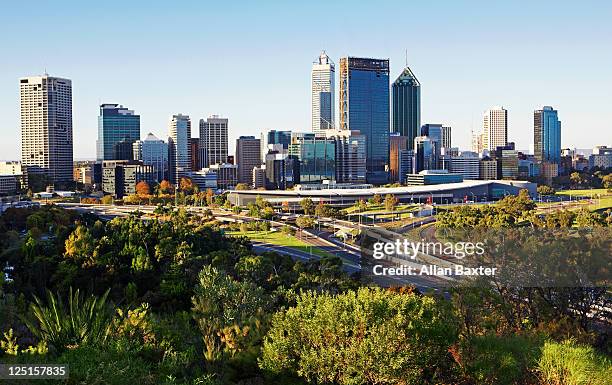 perth at dusk - perth city australia stock pictures, royalty-free photos & images