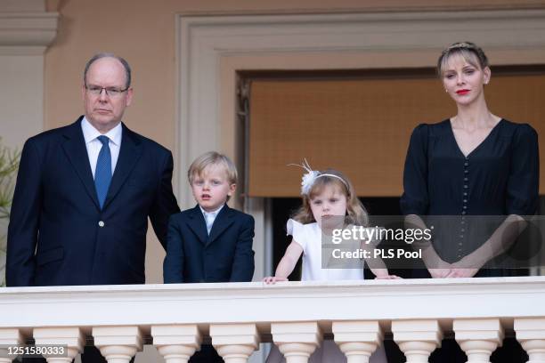 Prince Albert II of Monaco, Prince Jacques of Monaco, Princess Gabriella of Monaco and Princess Charlene of Monaco attend the Fete de la Saint Jean...