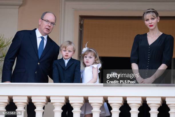 Prince Albert II of Monaco, Prince Jacques of Monaco, Princess Gabriella of Monaco and Princess Charlene of Monaco attend the Fete de la Saint Jean...