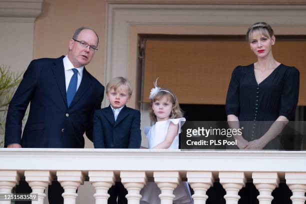 Prince Albert II of Monaco, Prince Jacques of Monaco, Princess Gabriella of Monaco and Princess Charlene of Monaco attend the Fete de la Saint Jean...