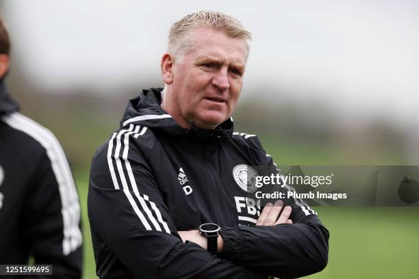 Leicester City manager Dean Smith during the Leicester City training session at Leicester City Training Ground, Seagrave on April 11, 2023 in...
