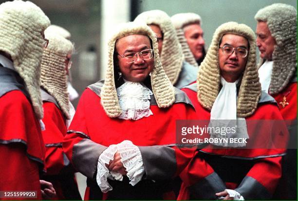 Members of the legal profession prepare to enter the main hall to hear the address by the Chief Justice at the Ceremonial Opening of Legal Year 1999,...