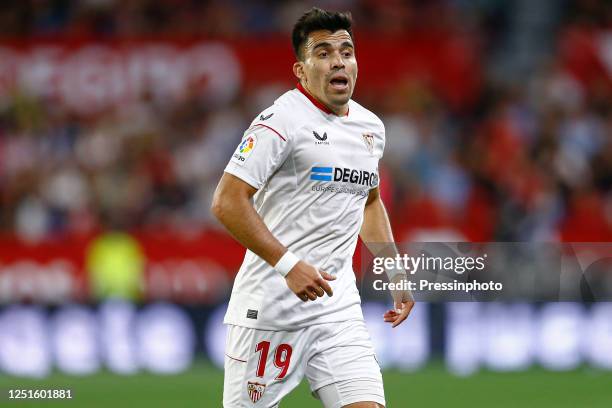 Marcos Acuna of Sevilla FC during the La Liga match between Sevilla FC and RC Celta played at Sanchez Pizjuan Stadum on April 7, 2023 in Sevilla,...