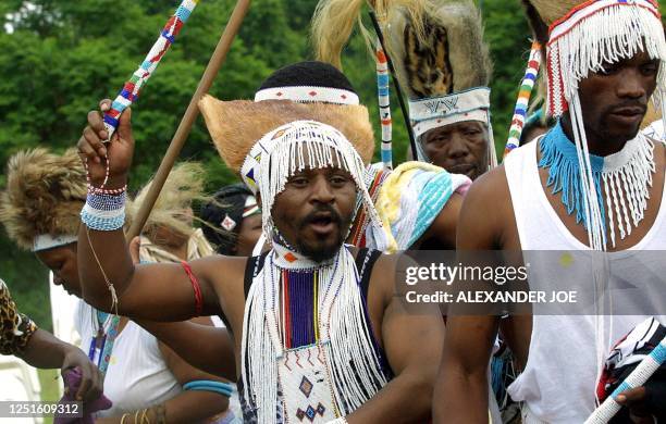 Some of the 600 South African traditional leaders gather for a healing ceremony to put to rest the ghosts of racial oppression as they celebrate...