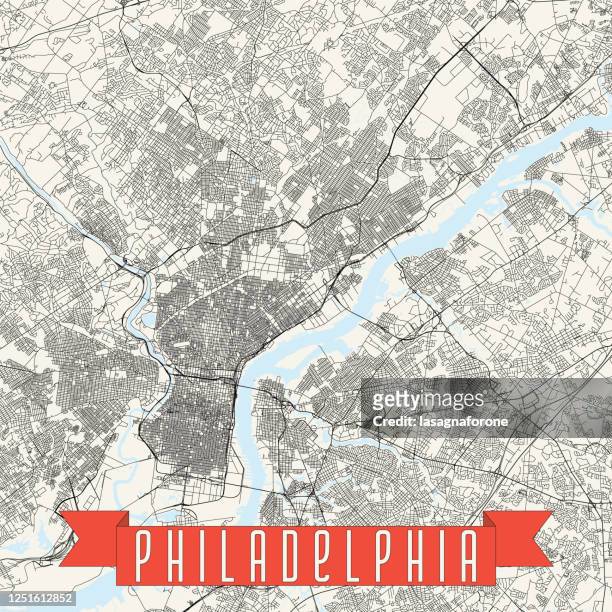 philadelphia, pennsylvania vektorkarte - philadelphia pennsylvania map stock-grafiken, -clipart, -cartoons und -symbole