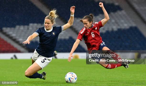 Scotland's Sophie Howard and Costa Rica's Valeria Del Campo during an international friendly match between Scotland and Costa Rica at Hampden Park,...