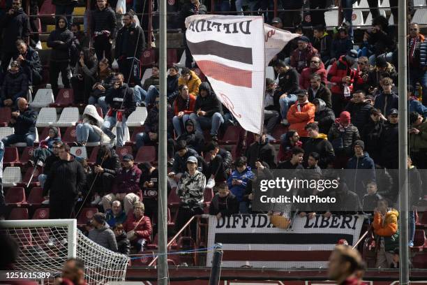 Fans of Reggina during the Italian soccer Serie B match Reggina 1914 vs Venezia FC on April 10, 2023 at the Oreste Granillo stadium in Reggio...