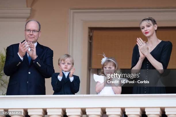 Prince Albert II of Monaco, Prince Jacques of Monaco, Princess Gabriella of Monaco and Princess Charlene of Monaco attend the Fete de la Saint Jean...