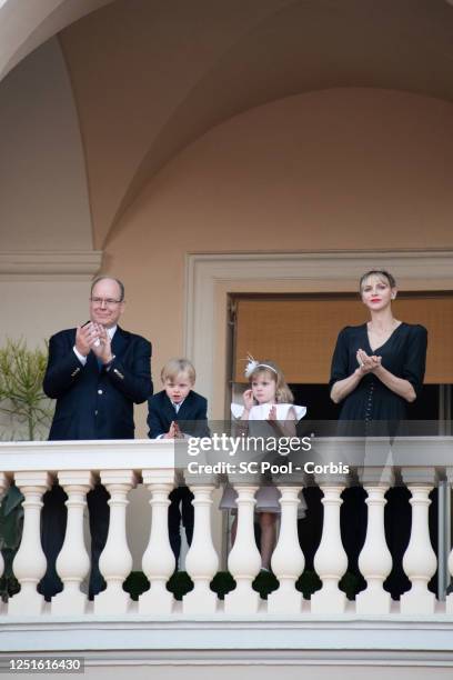 Prince Albert II of Monaco, Prince Jacques of Monaco, Princess Gabriella of Monaco and Princess Charlene of Monaco attend the Fete de la Saint Jean...