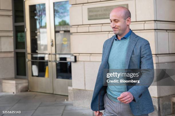 Stephen Miller, former White House senior advisor for policy, exits federal court in Washington, DC, US, on Tuesday, April 11, 2023. Miller appeared...