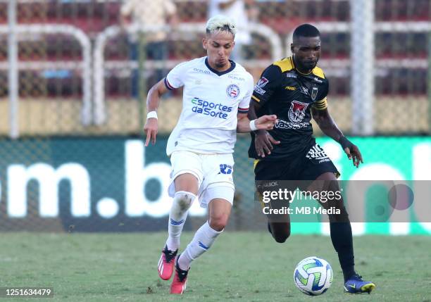 Bruno Barra of Volta Redonda FC competes for the ball with Biel of EC Bahia during the Third Round First Leg - Copa do Brasil match between Volta...