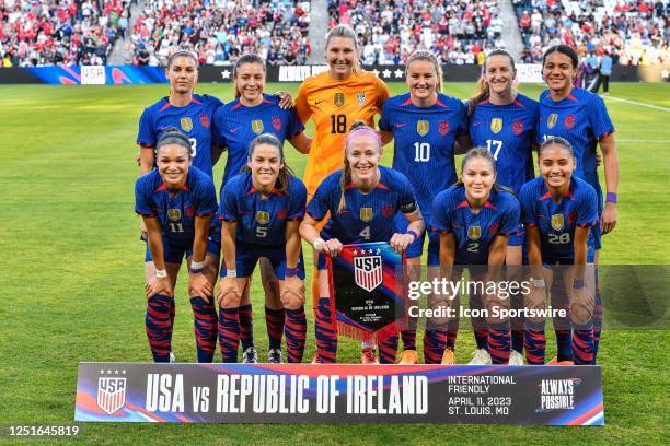 Team USA starters with the traditional team photo before an international friendly game between the Republic of Ireland Woman's National Team and the...