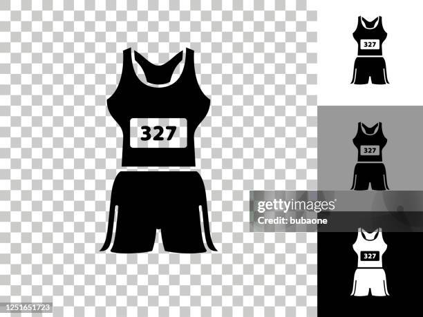 running outfit icon on checkerboard transparent background - different races stock illustrations