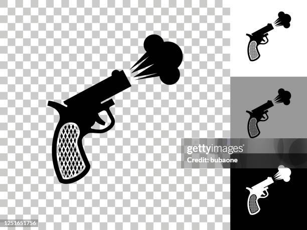 sprint start gun icon on checkerboard transparent background - starting pistol stock illustrations