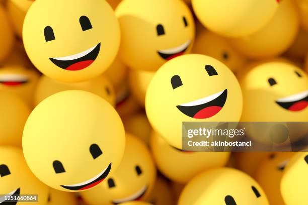 3d emoji met happy face - 3d face stockfoto's en -beelden