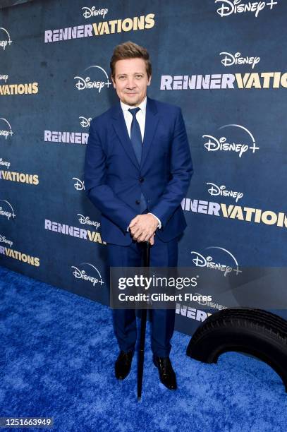 Jeremy Renner at the premiere of "Rennervations" held at Westwood Regency Village Theatre on April 11, 2023 in Los Angeles, California.