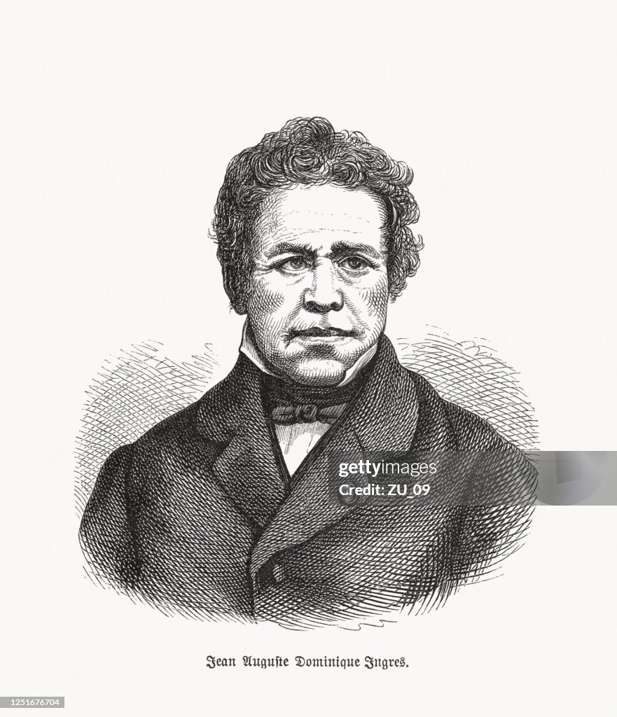 Jean-Auguste-Dominique Ingres (1780-1867), French painter, wood engraving, published in 1893