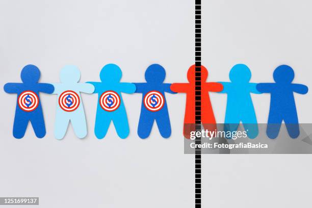 separated boys targeted with dollar sign - facial expression man gray background stock illustrations