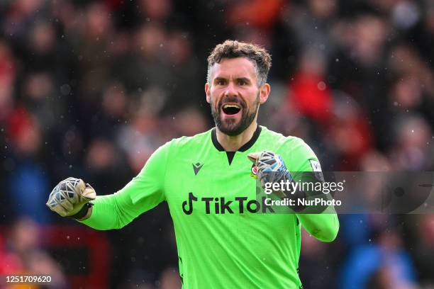 Ben Foster of Wrexham during the Vanarama National League match between Wrexham and Notts County at the Glyndr University Racecourse Stadium, Wrexham...