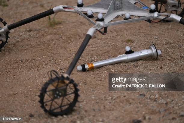 Mobility prototype for the Mars sample recovery helicopter is demonstrated with a return sample tube for the Mars Sample Return mission in the Mars...