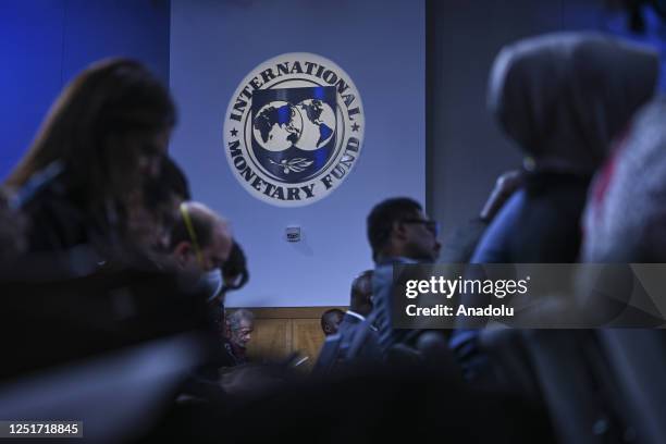 In this photo International Monetary Fund logo is seen in Washington D.C., United States on April 11, 2023.