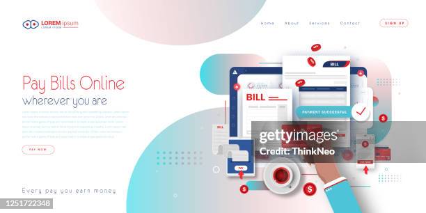 online bill pay concept stock illustration - web tabs stock illustrations