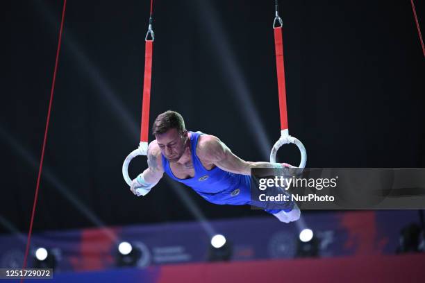 Marco Lodadio rings during the Gymnastics European Championsps Artistic Gymnastics on April 11, 2023 at the Spor salon Antalya in Turkey, Turkey