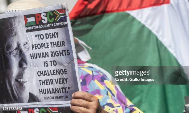 Muslims picket against racism and apartheid outside South African Jewish Museum on April 05, 2023 in Cape Town, South Africa. The group is demanding...