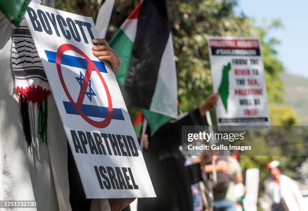 Muslims picket against racism and apartheid outside South African Jewish Museum on April 05, 2023 in Cape Town, South Africa. The group is demanding...