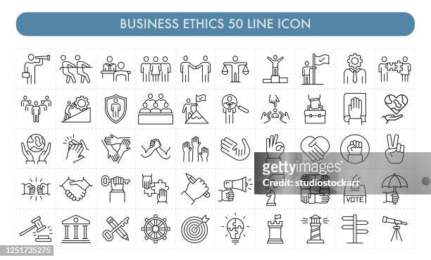 business ethics 50 line icon - honesty stock illustrations