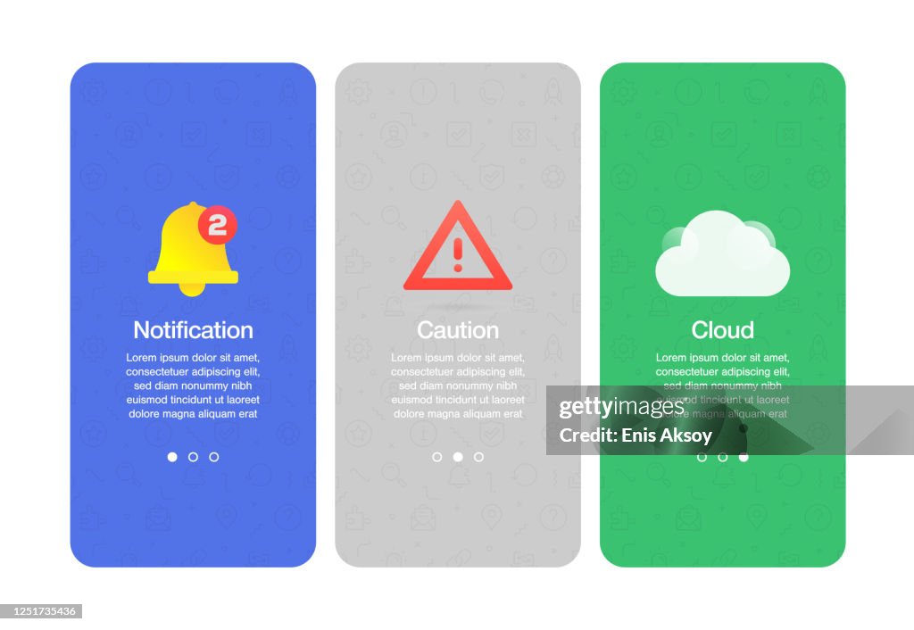 Onboarding screens for websites and mobile apps related to basic interface