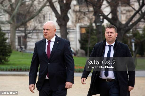 Bulgaria's Prosecutor General Ivan Geshev 2022 in front of the National Assembly of the Republic of Bulgaria on 12 April 2023 before the start of the...