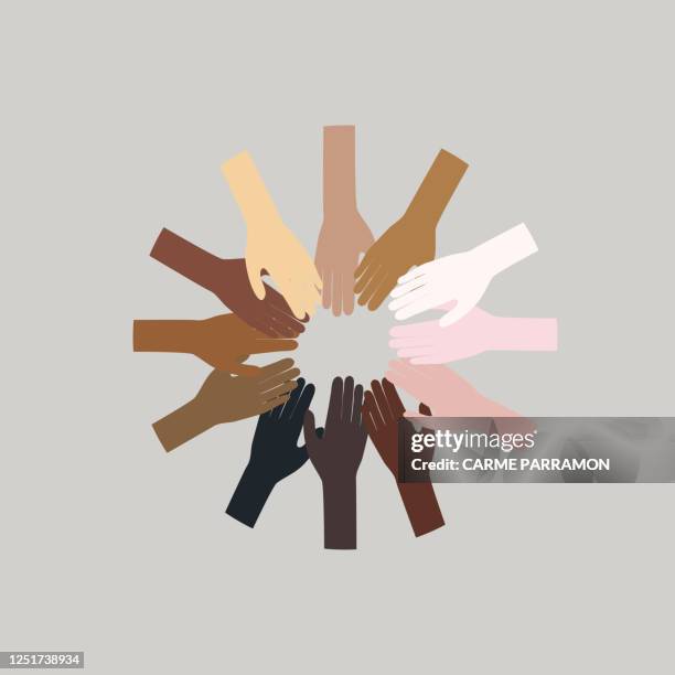 skin tone puzzle pieces. multi ethnic world - mixed race person stock illustrations