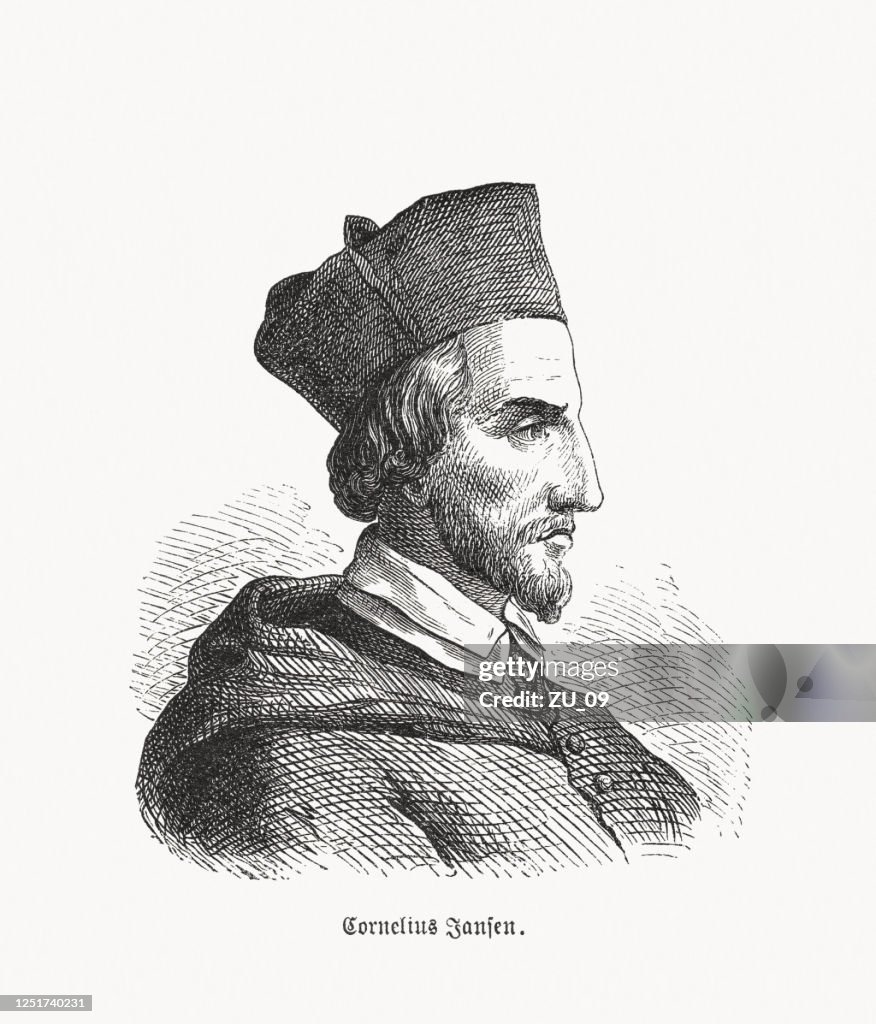 Cornelius Jansen (1585-1638), Dutch Catholic bishop, wood engraving, published 1893