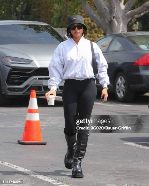 Lori Harvey is seen on April 11, 2023 in Los Angeles, California.