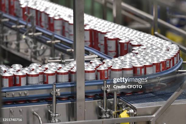 An automated production line of Budweiser beer is seen at a workshop of Anheuser-Busch InBev Beer Co LTD in Suqian, Jiangsu Province, China, April...