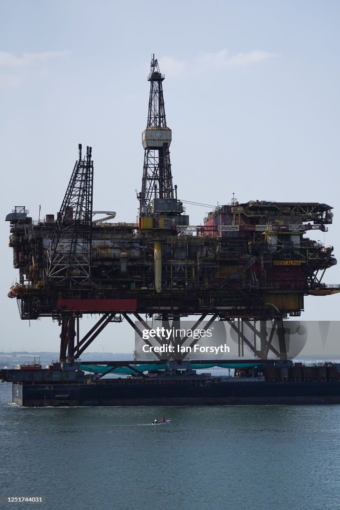 Decommissioned Brent Alpha Oil Platform Arrives In Teesside