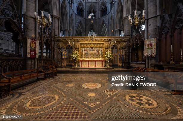 The Cosmati pavement, a mosaic floor containing marble, stone, glass and metal that dates to the 13th century, and the spot where King Charles III...