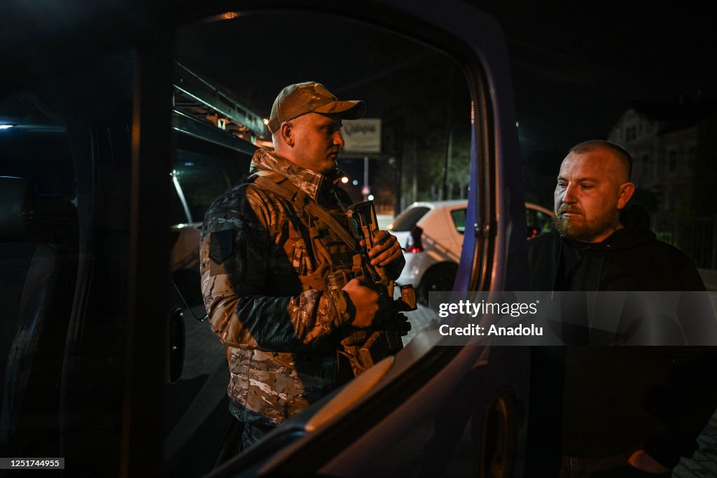 TARGET Civil Formation curfew night patrol in Lviv amid Russia-Ukraine war