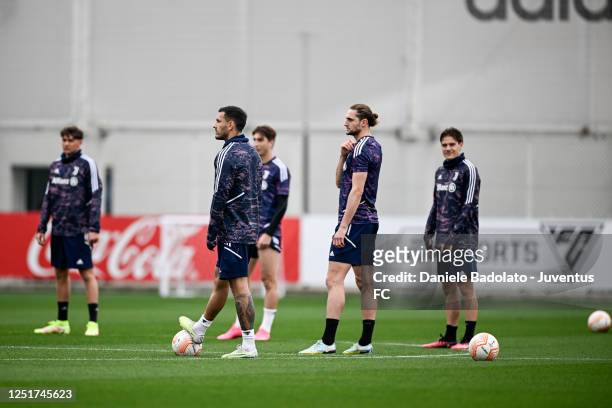 Leandro Paredes of Juventus during a training sessionahead of their UEFA Europa League quarterfinal first leg match against Sporting CP at Jtc on...