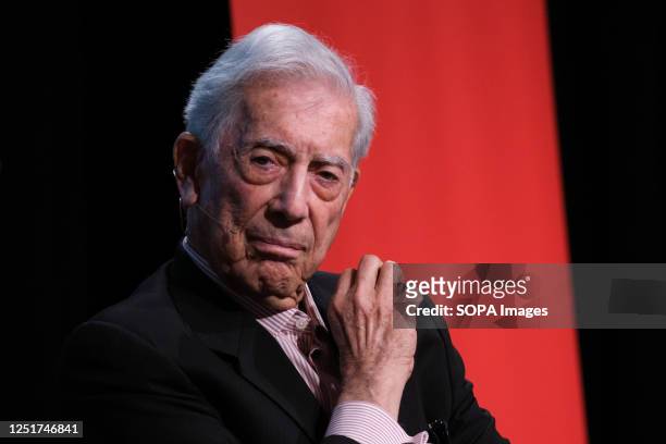 Author Mario Vargas Llosa seen during the conference 'El fuego de la imaginación' or 'The fire of imagination' at the Instituto Cervantes, in Madrid.