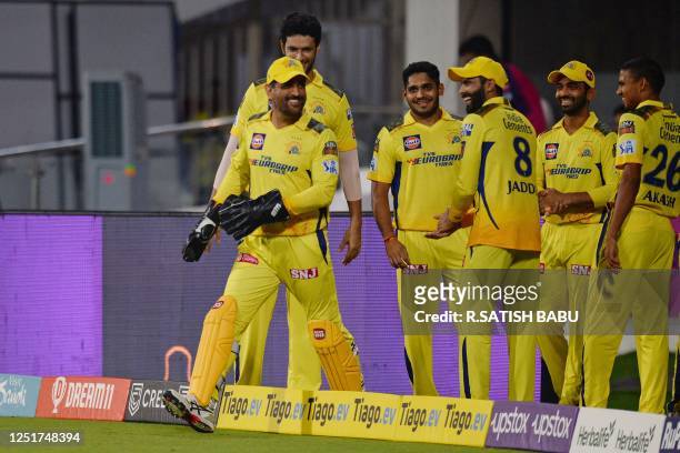 Chennai Super Kings' players arrive before the start of the Indian Premier League Twenty20 cricket match between Chennai Super Kings and Rajasthan...