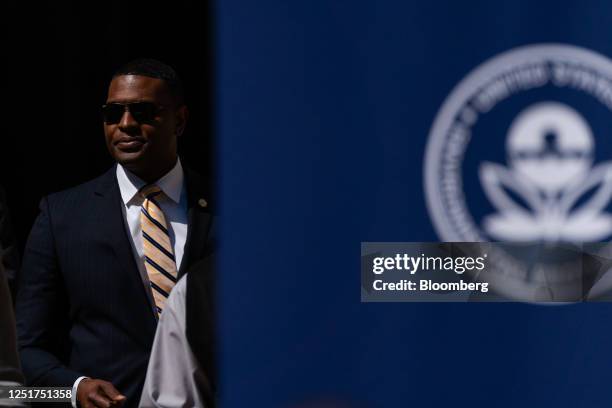 Michael Regan, administrator of the US Environmental Protection Agency , arrives to a news conference in Washington, DC, US, on Wednesday, April 12,...