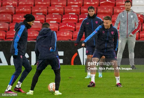 Sevilla's Ivan Rakitic during a training session at Old Trafford, Manchester. Picture date: Wednesday April 12, 2023.