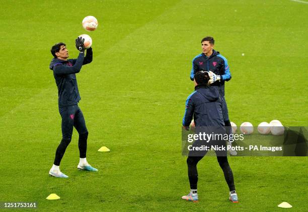 Sevilla goalkeeper Yassine Bounou during a training session at Old Trafford, Manchester. Picture date: Wednesday April 12, 2023.