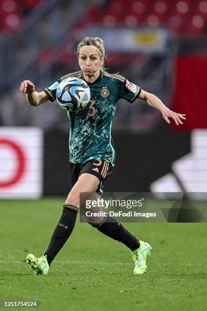 Kathrin Hendrich of Germany controls the Ball during the Women's international friendly between Germany and Brazil at Max-Morlock-Stadion on April...