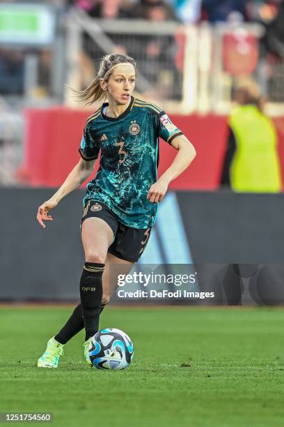 Kathrin Hendrich of Germany controls the Ball during the Women's international friendly between Germany and Brazil at Max-Morlock-Stadion on April...