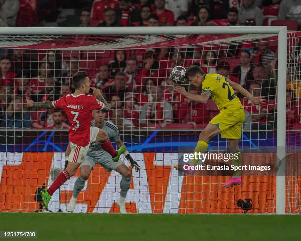 Nicoló Barella of FC Internazionale Milano goal during the UEFA Europa League round of 8 leg first match between SL Benfica and Inter de Milão at...