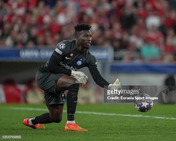 André Onana of FC Internazionale Milano during the UEFA Europa League round of 8 leg first match between SL Benfica and Inter de Milão at Estádio da...